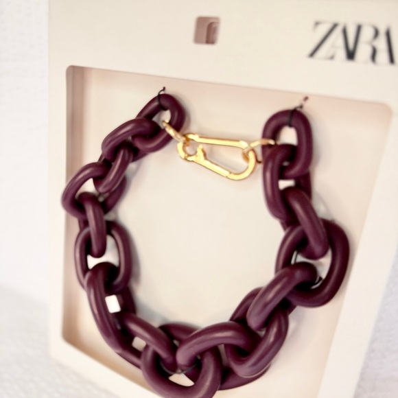 ZARA Brown Chunky Chain Necklace – Statement Link NWT - Picture 4 of 4